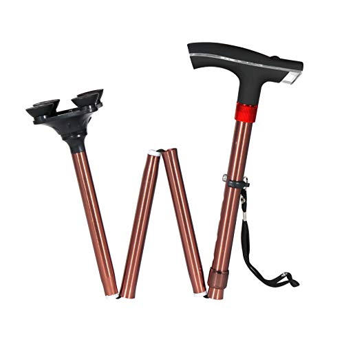 MCP Smart Folding Height Adjustable Walking Stick for Old People with LED Torch Light and SOS Alarm- 4 - Leg - Image 1