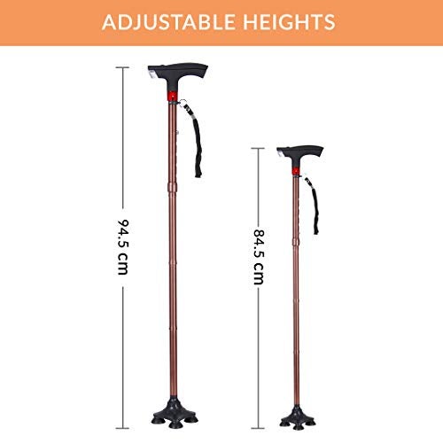 MCP Smart Folding Height Adjustable Walking Stick for Old People with LED Torch Light and SOS Alarm- 4 - Leg - Image 4