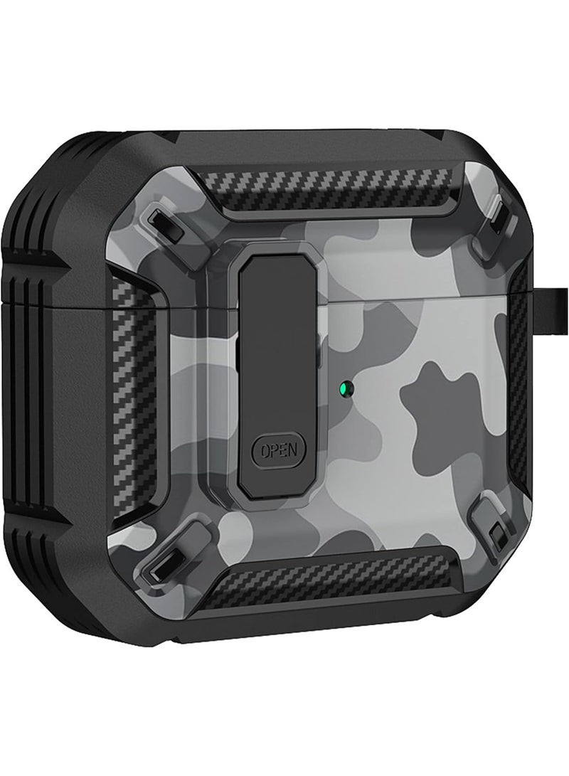 AirPods 4 Case with Lock, AirPods 4th Generation Case Cover with hook Shockproof AirPod Gen 4 Protective Cases with Keychain Compatible with Apple AirPods4 2024 (Camouflage Gris) - Image 4