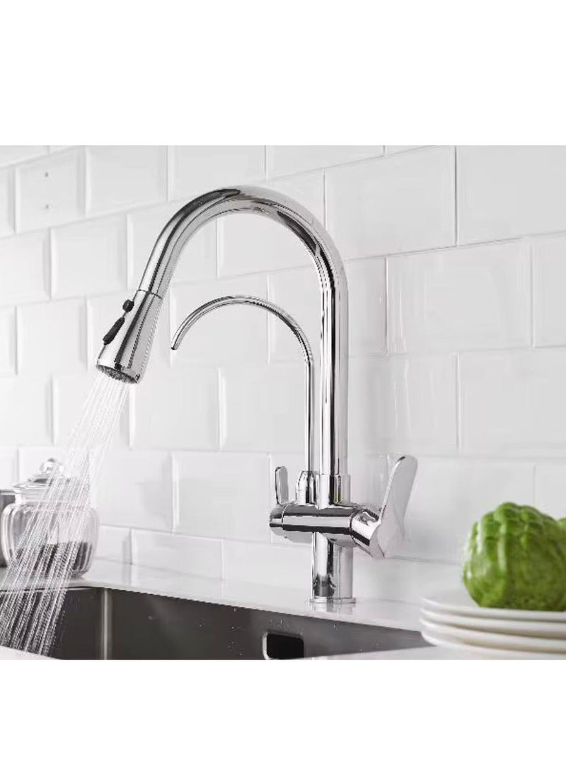 كانا خلاط كANA للمطبخ/صنبور، صنبور ثلاثي في واحد لمياه الشرب النقية الساخنة والباردة مع صنبور قابل للسحب لمغسلة الأطباق - Image 2