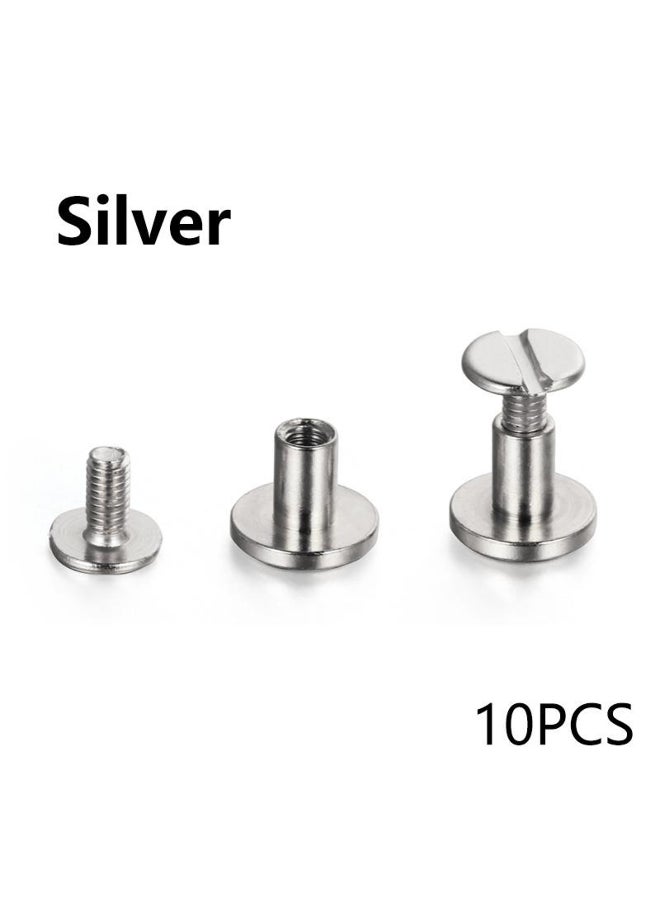 10Sets Flat Head Belt Studs Copper Rivets Decorative Double Cap Leather Screws Leather Tool 