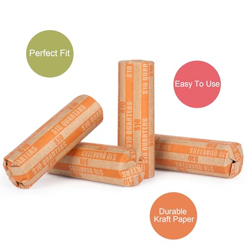 Sumerfnt Quarter Coin Wrappers Quarter Rolls Wrappers Coin Wrappers Quarters Only Quarter Wrappers 100 PCS - Image 5