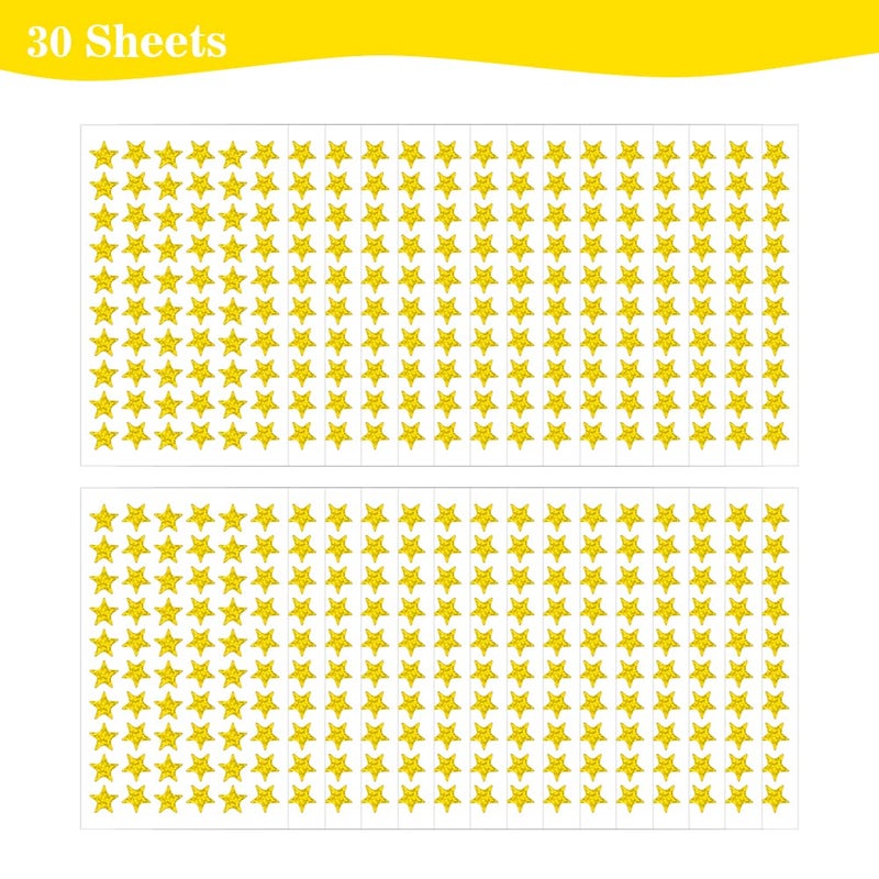 BOEIAC 1800 PCS Gold Star Stickers, 30 Sheets Holographic Gold Star Sticker for Kids Reward, Foil Stars Stickers, Small Mini Stars Sticker for School Planner, Behavior Chart, Classroom Teacher Supplies - Image 3