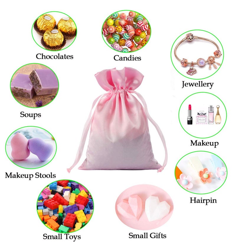 Generic Brands AKLVBL 30 Pack 6 x 9.5 Inches Pink Satin Gift Bags, Jewelry Drawstring Pouch, Wedding Favor Bags, Baby Shower Bags, silk bag - Image 3