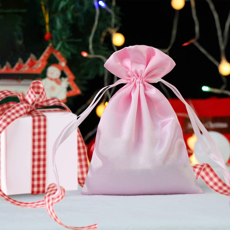 Generic Brands AKLVBL 30 Pack 6 x 9.5 Inches Pink Satin Gift Bags, Jewelry Drawstring Pouch, Wedding Favor Bags, Baby Shower Bags, silk bag - Image 5