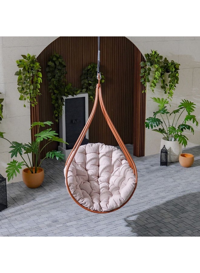 DANUBE HOME Valance Hanging Chair - Terracotta Outdoor Swing with 1-Year Warranty, Premium Steel Frame, Plush Houndstooth Fabric, Modern Design for Outdoor Living - Image 2