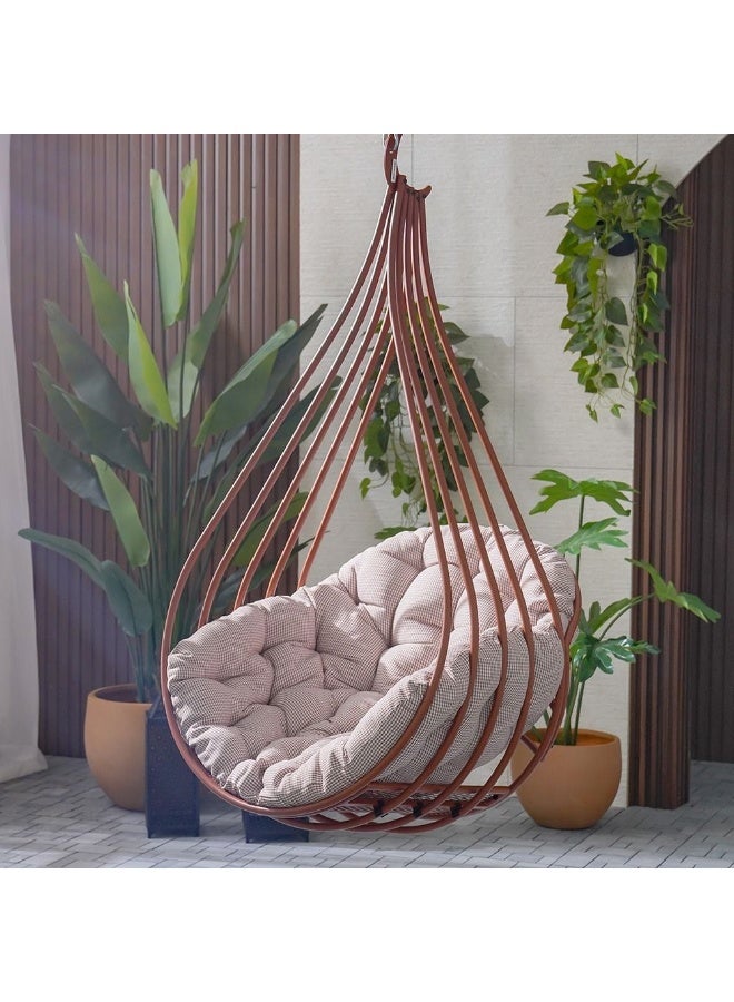 DANUBE HOME Valance Hanging Chair - Terracotta Outdoor Swing with 1-Year Warranty, Premium Steel Frame, Plush Houndstooth Fabric, Modern Design for Outdoor Living - Image 1