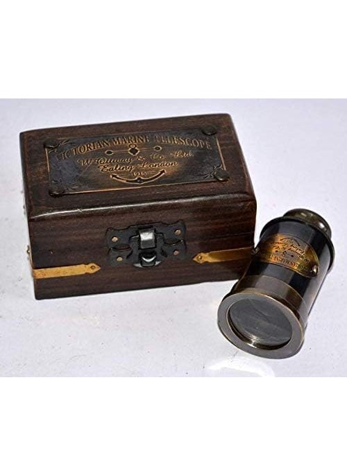Generic Marine Brass Telescope with Wooden Box Vintage Antique Style Large  - Image 2