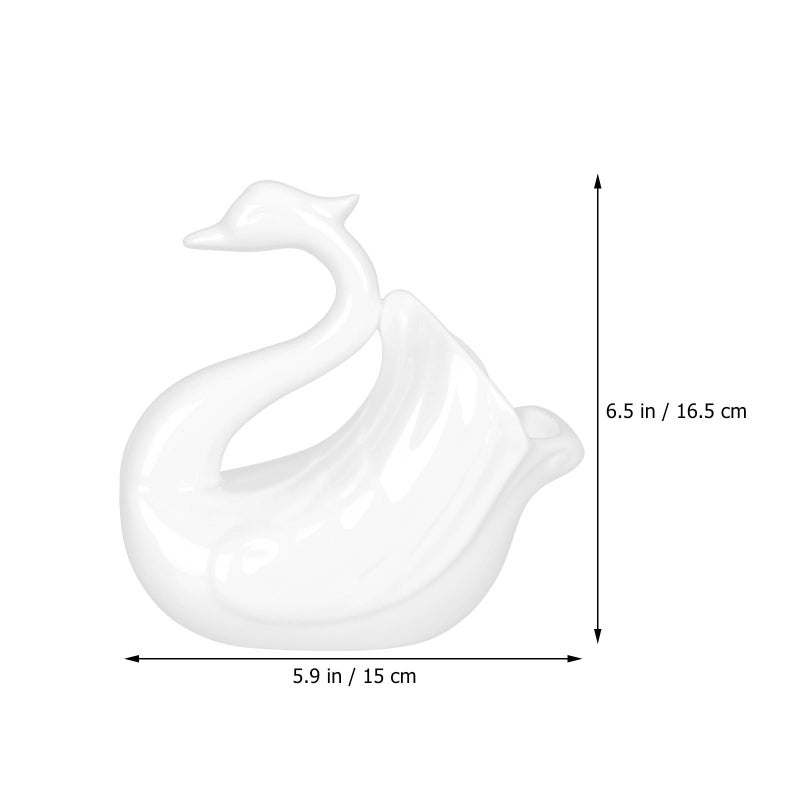 White Ceramic Swan Chopstick Holder Kitchen Utensil Crock Countertop Organizer - Image 3