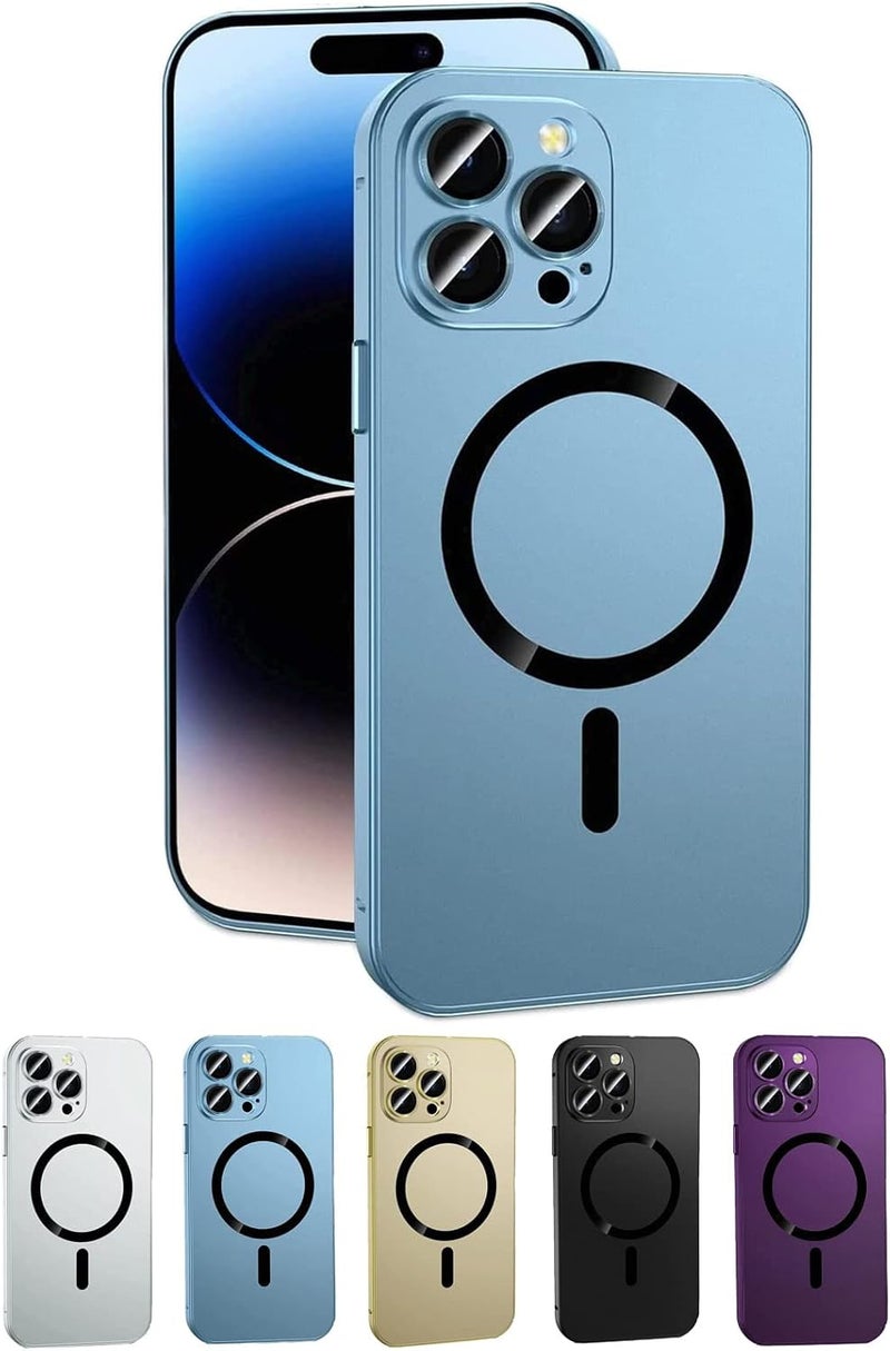klarako Giftsme Case iPhone, Magnetic Charging Aluminium Metal Bumper Matte Case Cover for iPhone,2023 New Aluminium Metal Bumper Matte Case Cover for iPhone 12/13/14 (Blue,for iPhone 13) - Image 1