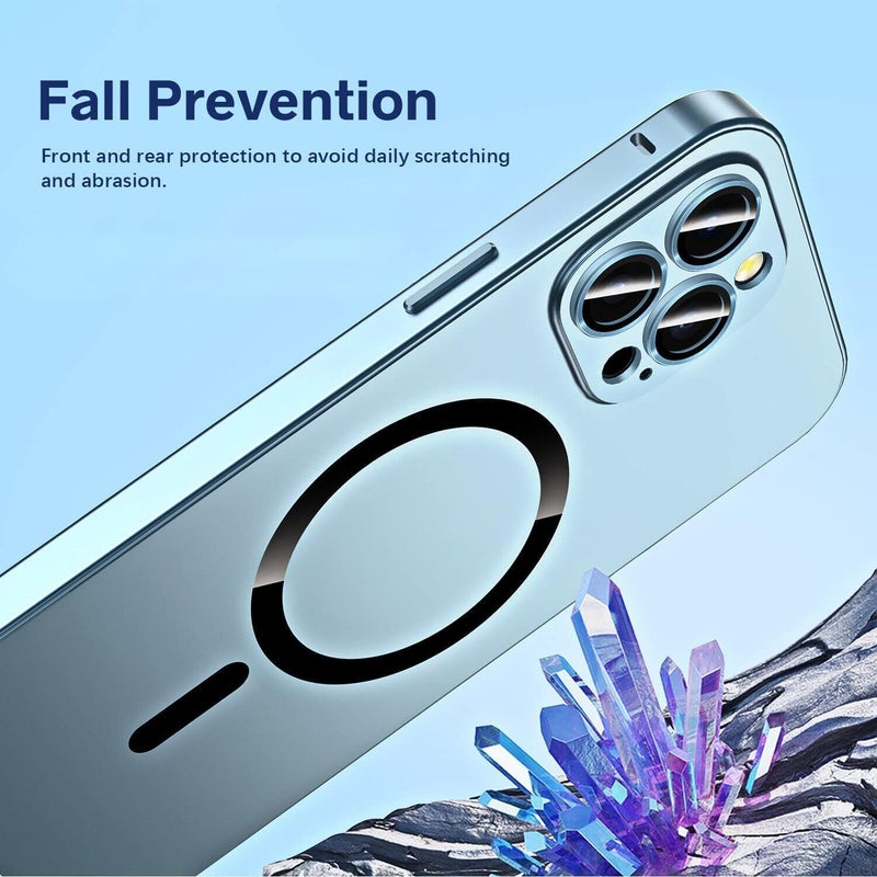 klarako Giftsme Case iPhone, Magnetic Charging Aluminium Metal Bumper Matte Case Cover for iPhone,2023 New Aluminium Metal Bumper Matte Case Cover for iPhone 12/13/14 (Blue,for iPhone 13) - Image 4