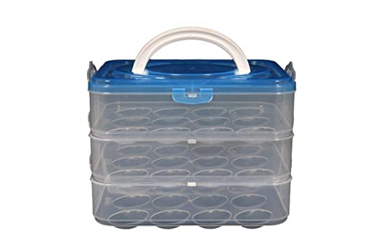 SPHP Egg Box 36 Grid Rectangular Egg Storage Basket For Fridge Double Layer Plastic Egg Storage Box 3 Layer 36 Grids Egg Storage Tray Box 36Multicolor - Image 1