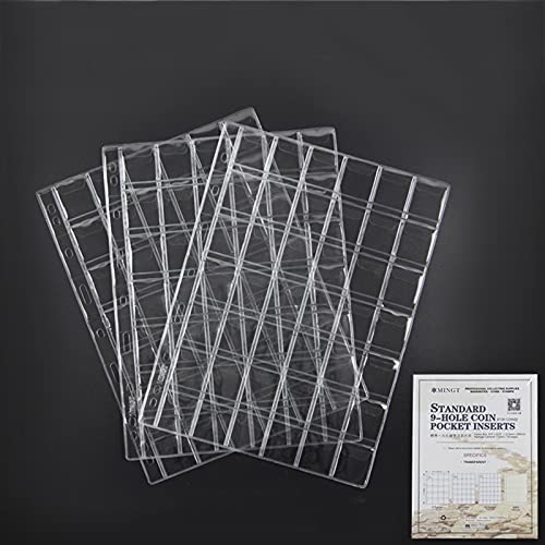 AITIME 42-Pocket Coin Pages, AITIME Stander 9-Holes Coin Sleeves for Collection Holder Book, 10 Sheets Small Coins Storage Binder Refills for Collectors - Image 4
