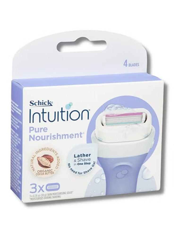 شيك شفرات حلاقة شيك إنتويشن المُجددة للترطيب والتغذية النقية والعناية بالبشرة الحساسة للنساء ( 3 قطع )