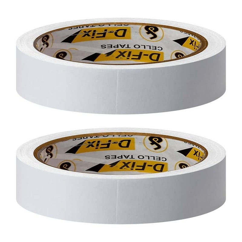 D-Fix شريط لاصق مزدوج الجوانب - 50 متر في الطول - 24 مم / 1" عرض - 2 لفة لكل عبوة - سهل التمزيق للاستخدام اللاصق المزدوج، الأفضل للفنون والحرف اليدوية والتصوير الفوتوغرافي وتزيين الألبومات. - Image 1