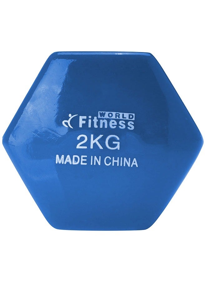 Fitness World Weightlifting dumbbell made of vinyl, 2 kg, consisting of two pieces  - Image 2