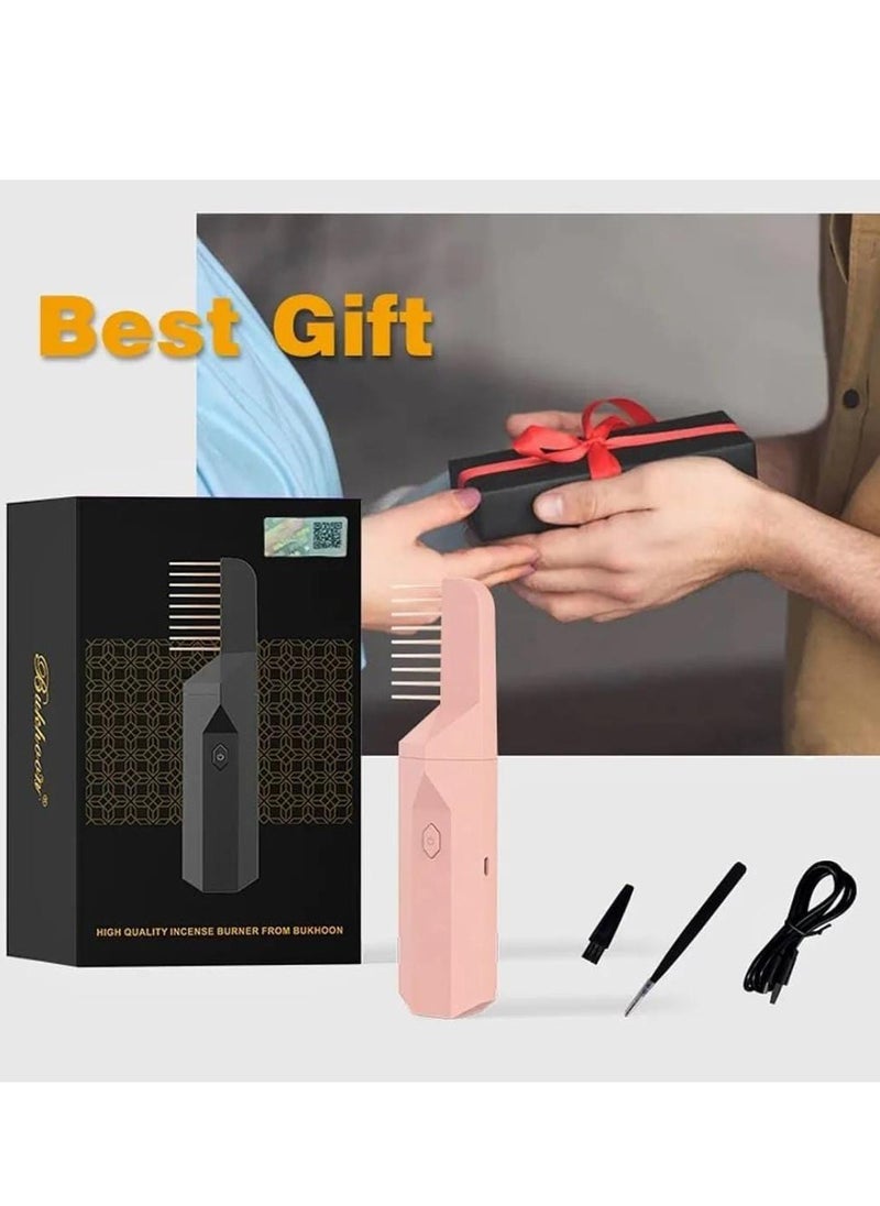 عود بخوان - مبخرة كهربائية فاخرة قابلة لإعادة الشحن عبر USB (وردي) - Image 1