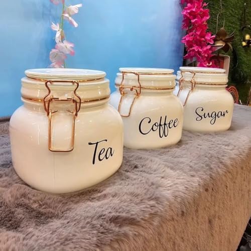 WRINGO Glass Food Storage Airtight tea coffee sugar containers for Kitchen Storage Container with Lid For Tea Coffee & Sugar, Dry Fruit jars, Storage Box, 3 pc(Set of 1) - Image 4