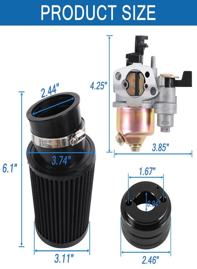CARMOCAR Carburetor carb Air Filter adapter Jet Kit High Performance Upgraded replacement for Coleman CT200U CT200U-EX BT200X GX160 Predator 212cc 196cc 6.5hp Engine Mini Bike Go Kart Racing Black - Image 2