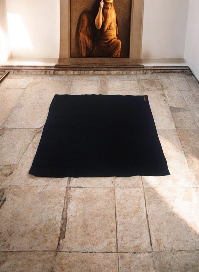 Achleshwar Pooja Aasan | Black Woolen Handcrafted Sitting Mat | Comfortable Prayer & Meditation Mat for Mandir Use | Soft & Durable Fabric | Black | 23 x 30 Inch (Pack of 1) - Image 5