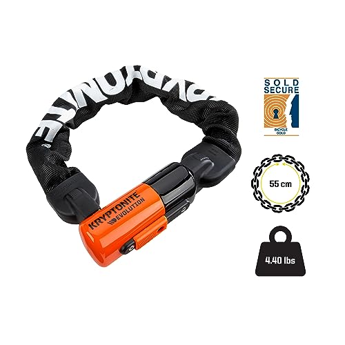Kryptonite Evolution 1055 Mini Bike Chain Lock, 1.8 Feet Long 10mm Steel Chain Heavy Duty Anti-Theft Sold Secure Gold Bicycle Chain Lock with Keys for E-Bike, Motorcycle, Scooter, Bicycle, Fence - Image 3