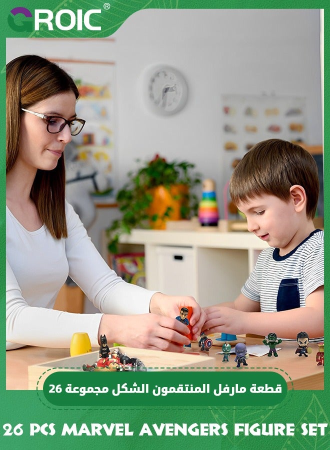 GROIC 26 Pcs Super Hero Action Sets, Mini Superheroes Figures Ornaments Toys Small Superhero Figurines, Adventures Ultimate Superhero Set for Birthday Party Favors Cake Decoration Cupcake Topper Supplies - Image 4