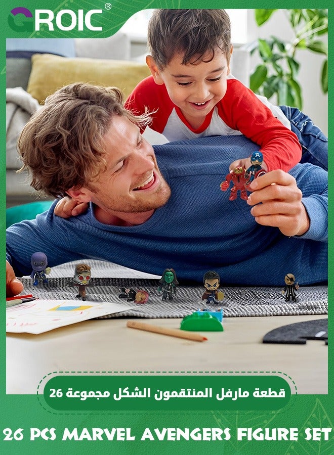 GROIC 26 Pcs Super Hero Action Sets, Mini Superheroes Figures Ornaments Toys Small Superhero Figurines, Adventures Ultimate Superhero Set for Birthday Party Favors Cake Decoration Cupcake Topper Supplies - Image 3