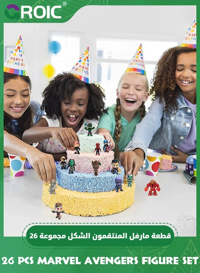 GROIC 26 Pcs Super Hero Action Sets, Mini Superheroes Figures Ornaments Toys Small Superhero Figurines, Adventures Ultimate Superhero Set for Birthday Party Favors Cake Decoration Cupcake Topper Supplies - Image 5