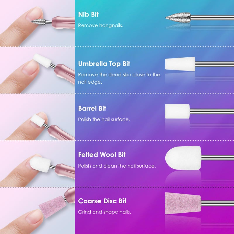 Rolokit 26pcs Nail Drill Bits Set, 3/32inch Professional Ceramic Safety Bits for Nail Drill, Cuticle Efile Nail Drill Bits, Remover Bits for Acrylic Gel Nail Tech Manicure Pedicure, Home Salon - Image 4