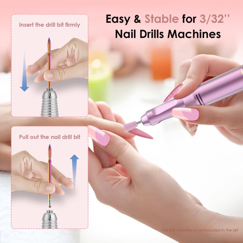 Rolokit 26pcs Nail Drill Bits Set, 3/32inch Professional Ceramic Safety Bits for Nail Drill, Cuticle Efile Nail Drill Bits, Remover Bits for Acrylic Gel Nail Tech Manicure Pedicure, Home Salon - Image 5