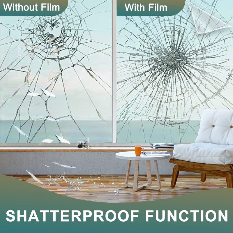NIDOJP 8 Mil Clear Security and Safety Window Film Shatterproof Film for Glass Windows Anti Shatter Tempered Glass Cover Clings Film for Home and Office - Image 2