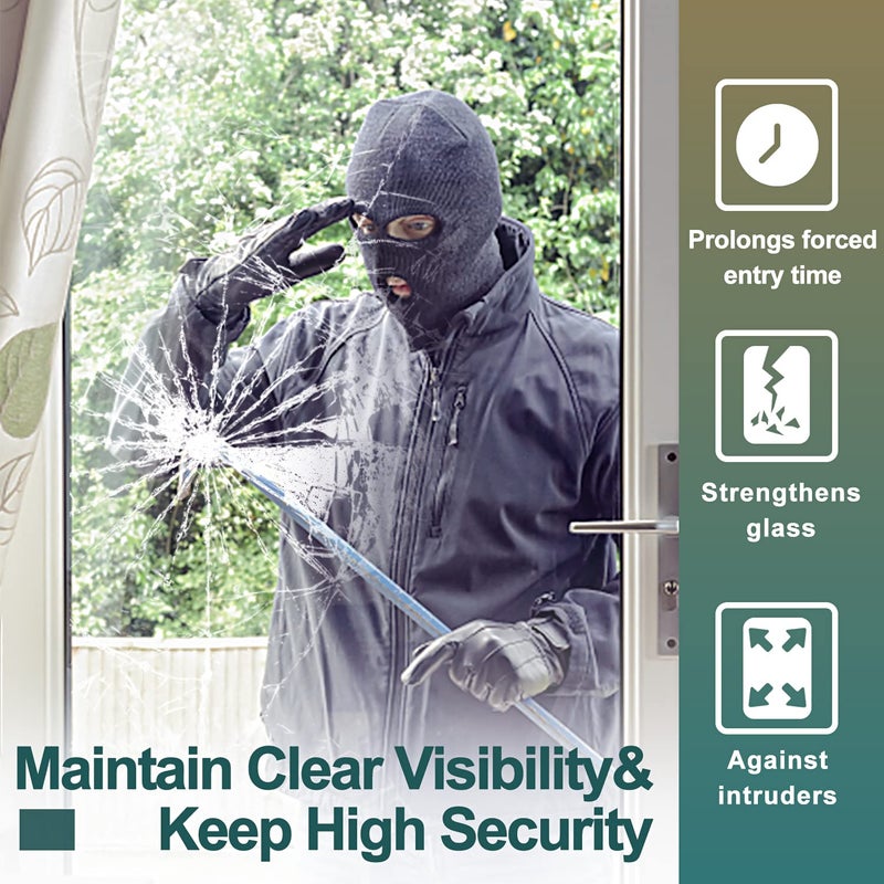 NIDOJP 8 Mil Clear Security and Safety Window Film Shatterproof Film for Glass Windows Anti Shatter Tempered Glass Cover Clings Film for Home and Office - Image 4