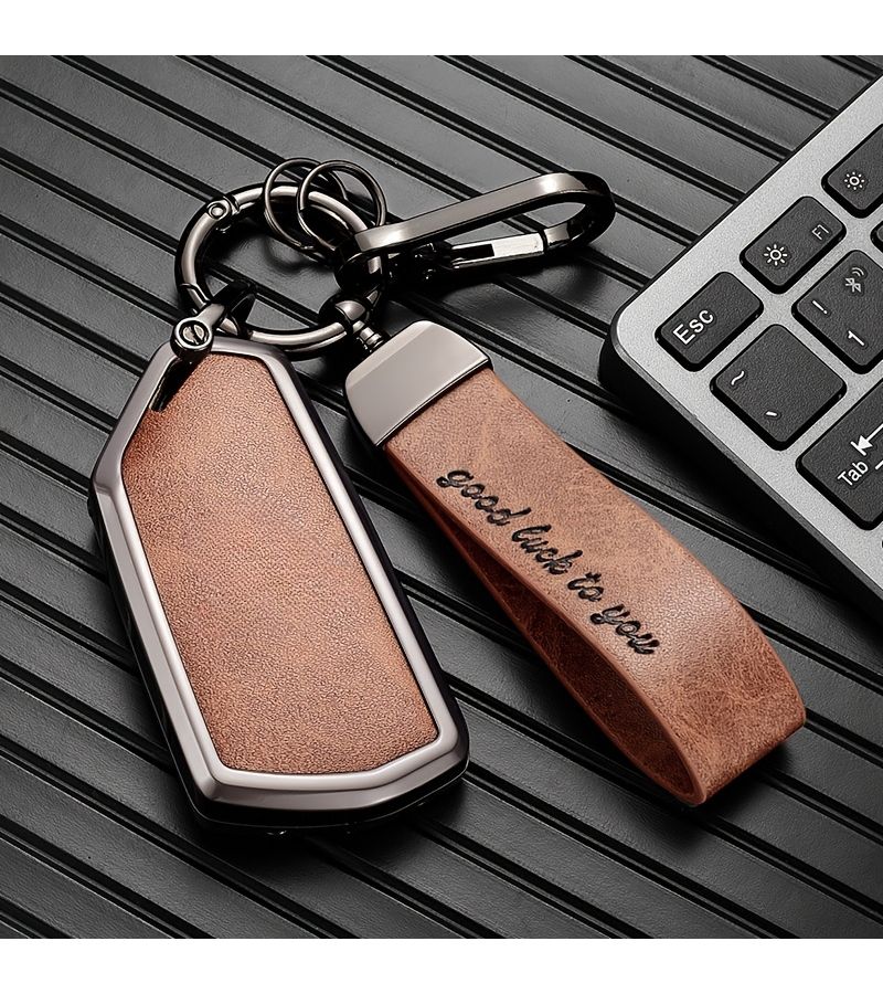 Suitable For Volkswagen Golf 8 MK8 Touron X Talagon ID6X ID4X Skoda Octavia A8 Seat Leon FR MK4 Key Case G Type Brown With Hand Rope Buckle Car Shell Protective Cover Keychain Key Accessory Modification - Image 1