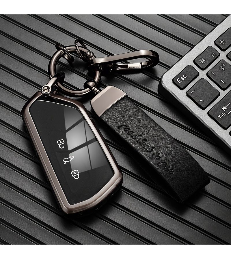 Suitable For Volkswagen Golf 8 MK8 Touron X Talagon ID6X ID4X Skoda Octavia A8 Seat Leon FR MK4 Key Case G Type Brown With Hand Rope Buckle Car Shell Protective Cover Keychain Key Accessory Modification - Image 5