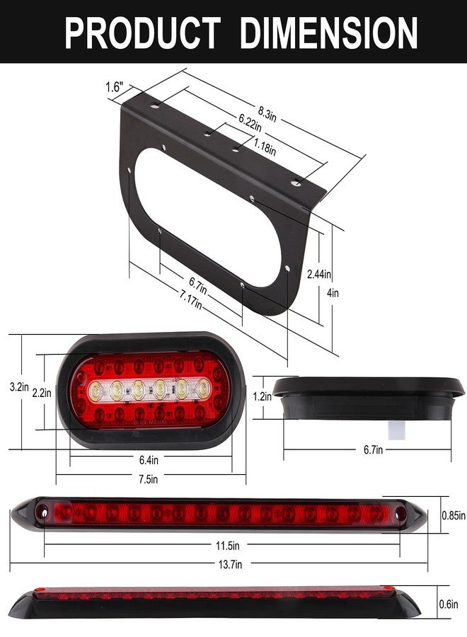 Partswcgg طقم مصابيح خلفية LED بيضاوية الشكل مقاس 6 بوصات للمقطورة من Partswcgg مع أقواس تثبيت، قطعتان من مصابيح LED بيضاوية الشكل مقاس 6 بوصات للتوقف والانعطاف والفرامل والرجوع للخلف مع شريط إضاءة LED للمقطورة مقاس 13.8 بوصة/علامات صغيرة/حزمة أسلاك بطول 25 قدمًا ذات 5 دبابيس - Image 2