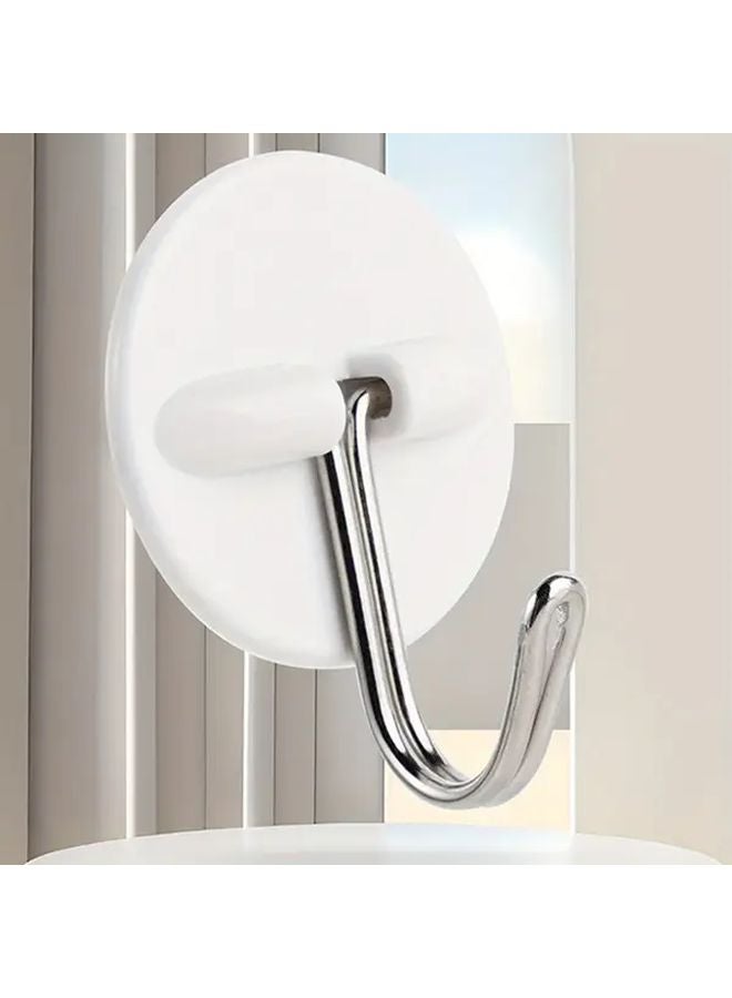 White Plastic Adhesive Wall Hooks Heavy Duty No Drill Removable Backing 5pcs - Image 3