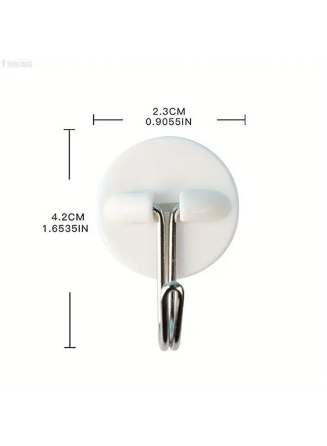 White Plastic Adhesive Wall Hooks Heavy Duty No Drill Removable Backing 5pcs - Image 5
