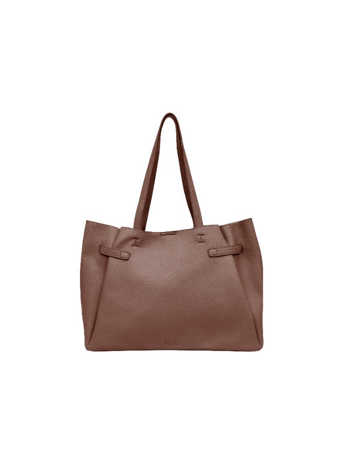 Foska Women's Large  Shoulder Bag - Classic Design Brown - 37.5x28.5 cm - Image 4
