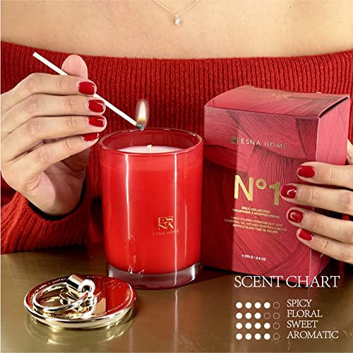 ESNA HOME Premium Scented Candle Lavender Essential Oil Aromatherapy All Natural Soy Highly Scented Candle Housewarming Gift Engagement Gift for Her Christmas Gifts for Women Home Decor 8.8oz 50 Hrs Non Toxic - Image 2