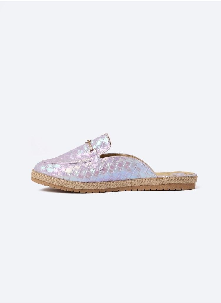 Zahwa - Circular Flat Leather Blain Vern Slipper With Accessories - Image 1