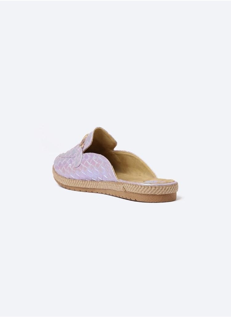 Zahwa - Circular Flat Leather Blain Vern Slipper With Accessories - Image 1