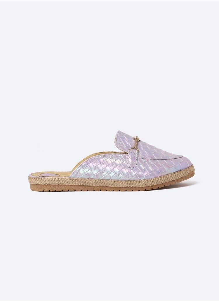 Zahwa - Circular Flat Leather Blain Vern Slipper With Accessories - Image 1
