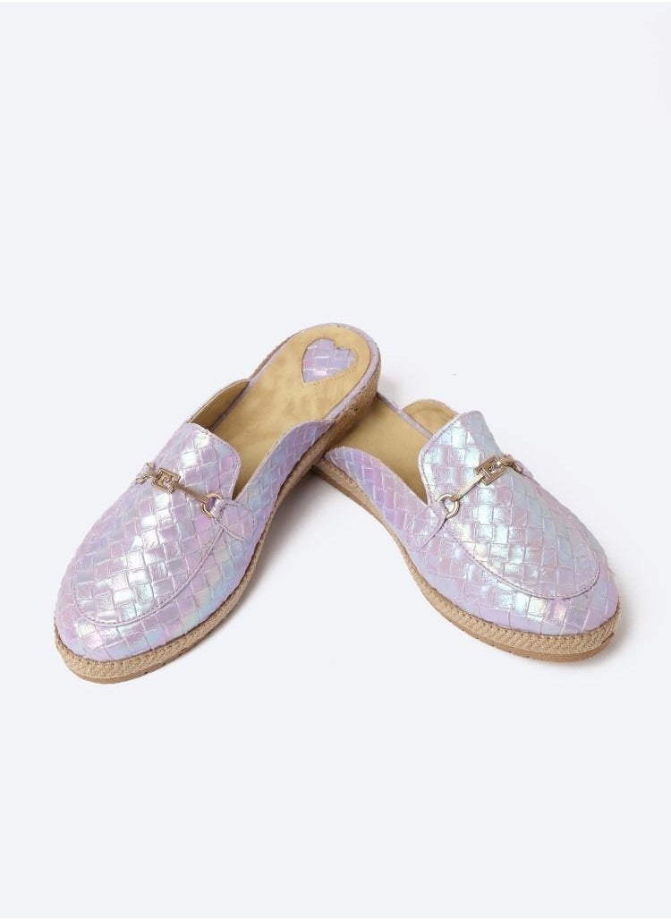 Zahwa - Circular Flat Leather Blain Vern Slipper With Accessories - Image 1