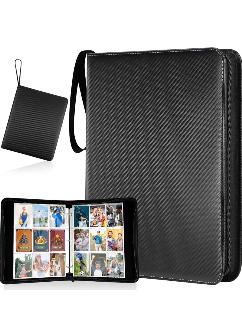 URbazaar 900 Pockets Trading Card Binder Trading Card Holder Protectors with Sleeves Double Sided Pockets Card with Zipper Trading Card Albums for Baseball Football Card Display Collection Black - Image 1