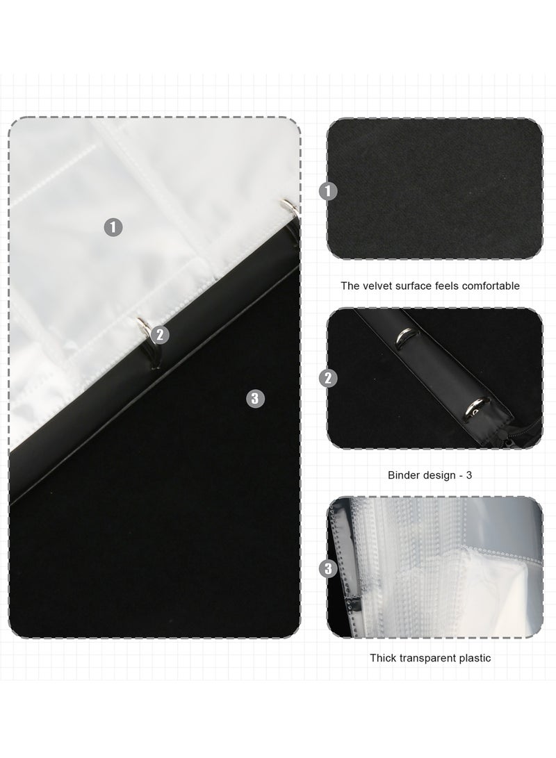 URbazaar 900 Pockets Trading Card Binder Trading Card Holder Protectors with Sleeves Double Sided Pockets Card with Zipper Trading Card Albums for Baseball Football Card Display Collection Black - Image 4