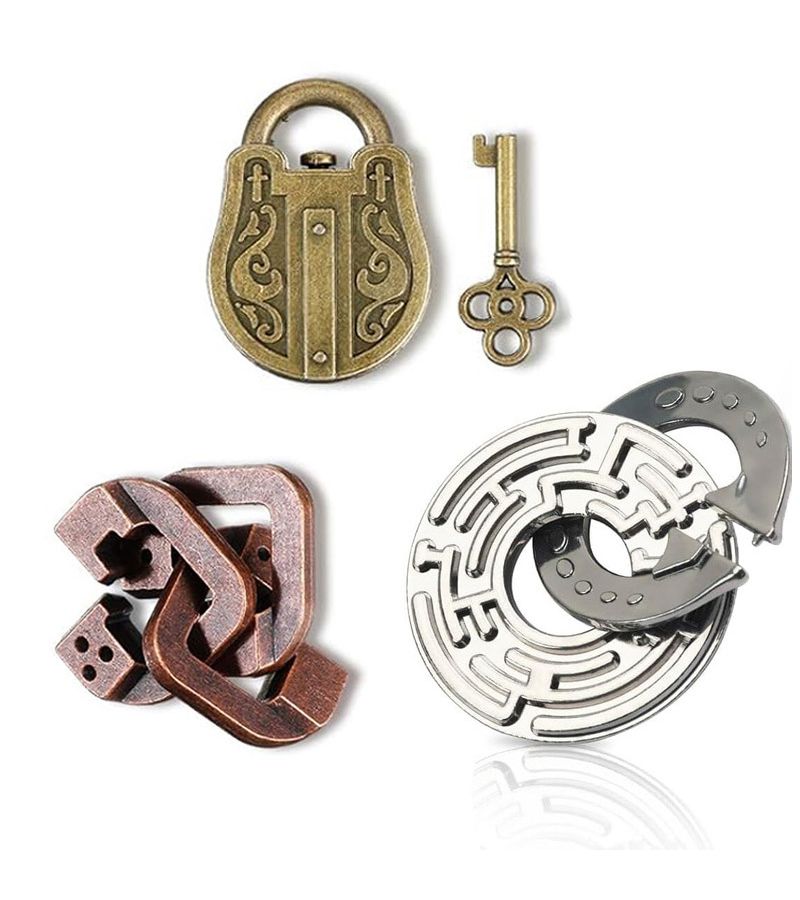 Small Metal Brain Teaser Puzzle Set Horseshoe Unisex For Adults Funny Gifts Ingenuity Games - Image 2