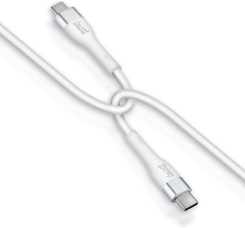 الفنار كابل شحن ونقل بيانات من نوع USB-C إلى USB-C من شركة ، طوله 2 متر، مصنوع من خيوط متشابكة - يدعم تقنية نقل الطاقة (Power Delivery - PD) - سرعة شحن تصل إلى 5 أمبيرات وقدرة تصل إلى 100 واط - سرعة نقل البيانات تصل إلى 10 جيجابت في الثانية - Image 1