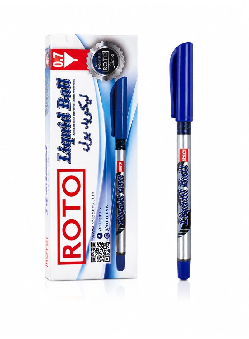 Roto Liquid Ballpoint Pen, 0.7mm, Blue - Pack of 12