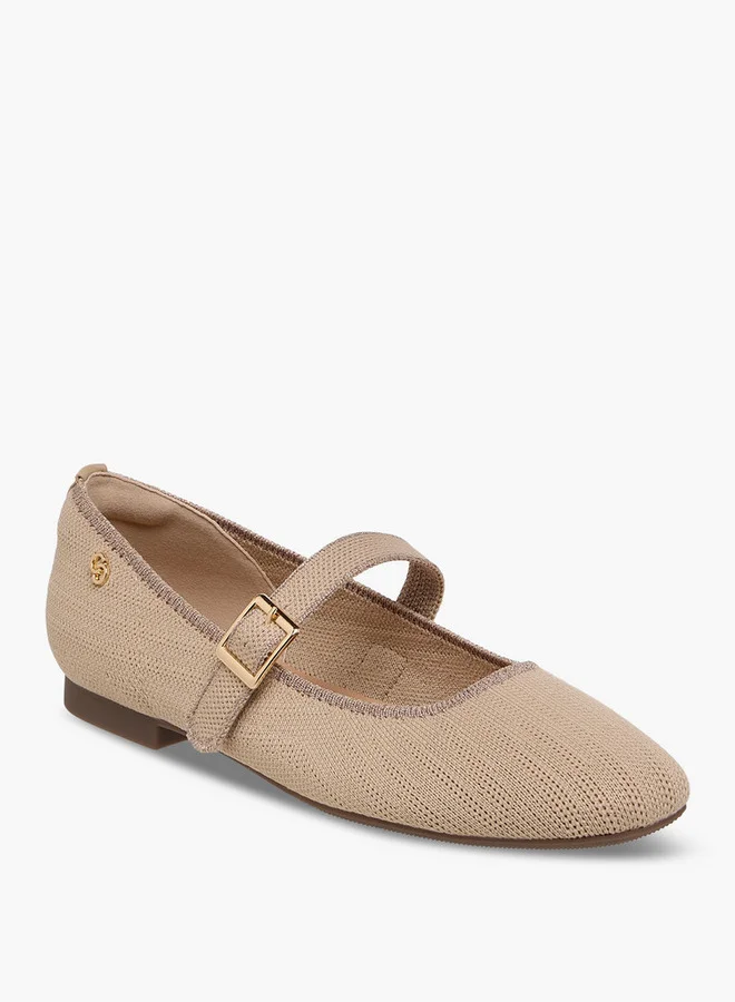 Celeste Women's Textured Ballerina Shoes with Buckle Closure