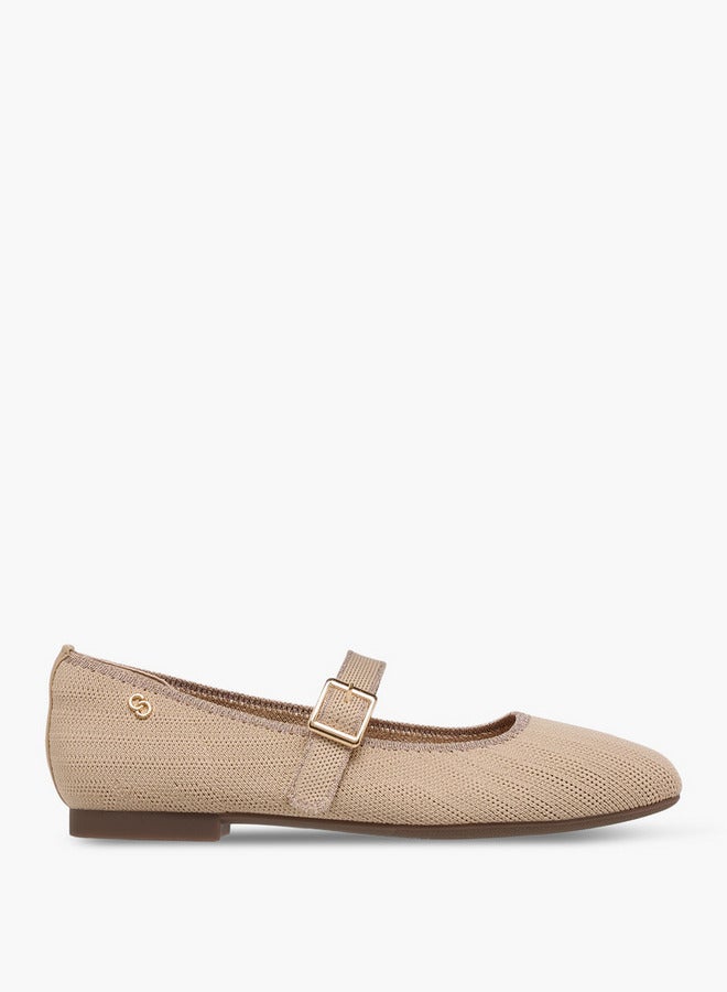Celeste Women's Textured Ballerina Shoes with Buckle Closure  - Image 3